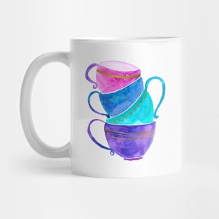 Pink, purple and turquoise tea cups Mug